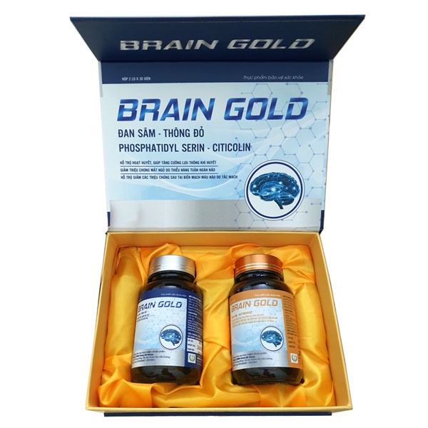 Viên Uống Bổ Não Brain Gold - Tăng Cường Tuần Hoàn Máu Não, Giảm Mất Ngủ, Giảm Đau Đầu, Giúp Tỉnh Táo, Giảm Mệt Mỏi
