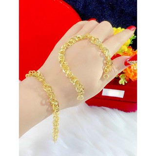 Lắc tay nữ kiểu xoắn tròn màu vàng 18 cao cấp