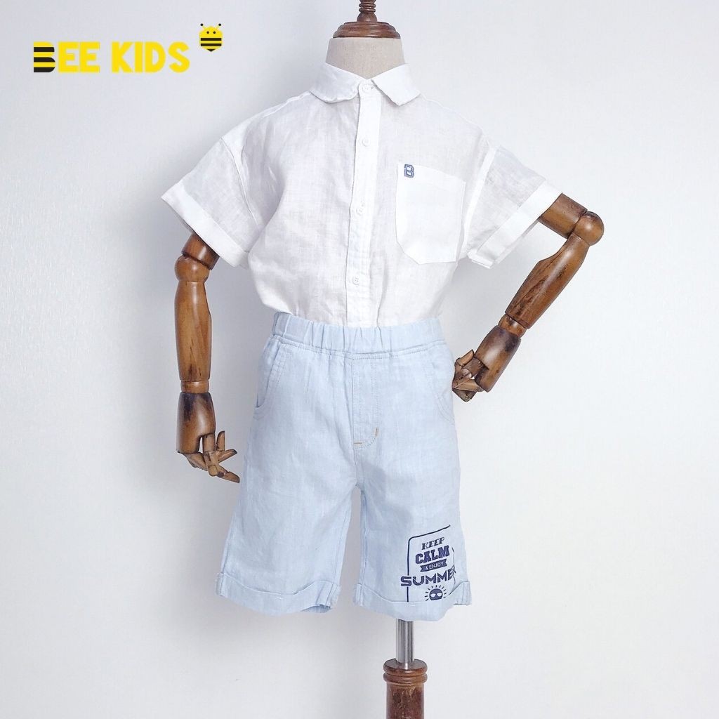 Quần Ngố Bé Trai Bee Kids Cạp Chun Xắn Gấu Họa Tiết Thân Trước Cho Bé Đi Chơi Đi Dạo Phố  (2 - 14 Tuổi) 8QJ01651CT