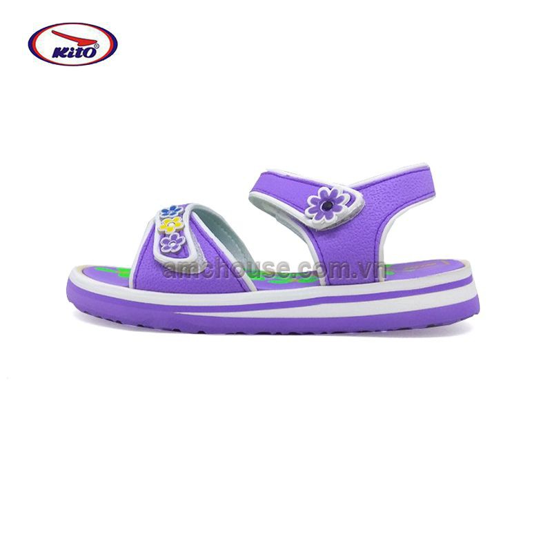 Giày sandal Thái Lan bé gái quai ngang KITO xốp siêu nhẹ 617 - TÍM/ HỒNG/ XANH