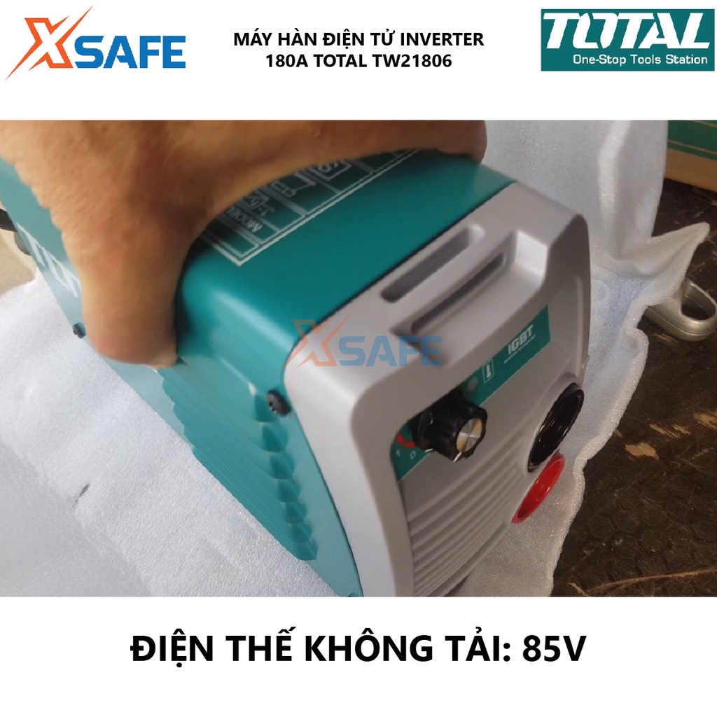 Máy hàn điện tử TOTAL TW21806 Máy hàn Inverter MMA 85V Điện áp ra tối đa 130A Kích thước que hàn 1.6 – 4.0 mm