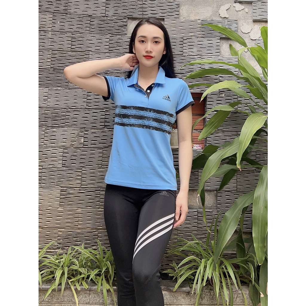 Áo Thể Thao Nữ Có Cổ ,PHỐI 3 SỌC  Kiểu Dáng Năng Động Tinh Tế, CHẤT LIỆU Thấm Hút  Mồ Hôi Tốt