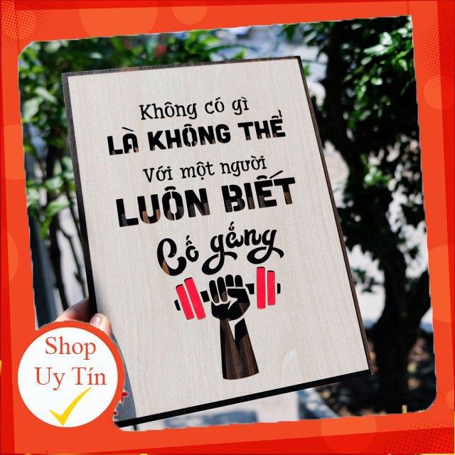 Tranh tạo động lực - mẫu câu "không có gì là không thể với một người luôn biết cố gắng"