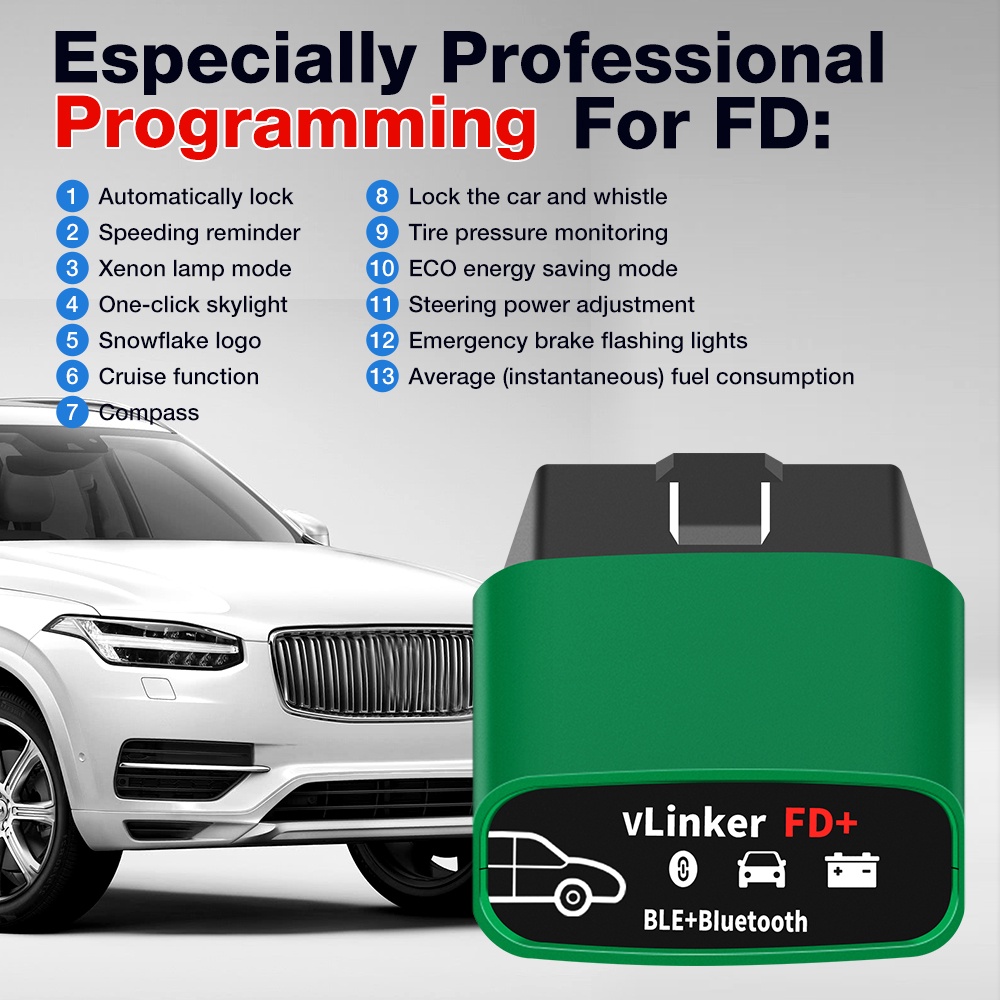 Thiết Bị Quét Chẩn Đoán Lỗi Xe Hơi Bluetooth 4.0 Vgate Vgate FD+ ELM327 Cho Ford wifi OBD2 J2534 ELM 327 MS