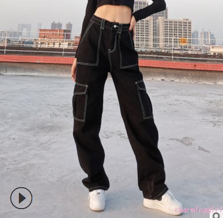 Quần Dài Jean Ống Rộng Thời Trang Cá Tính Cho Nữ