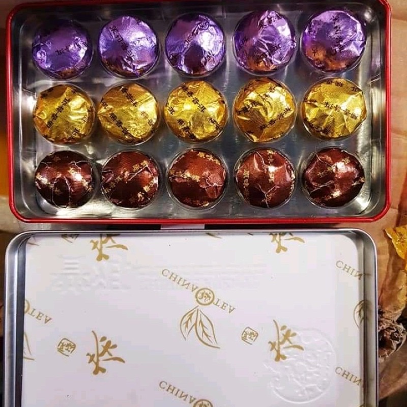 Hộp trà Phổ Nhĩ nén mix 3vị 15 viên loại hảo hạng