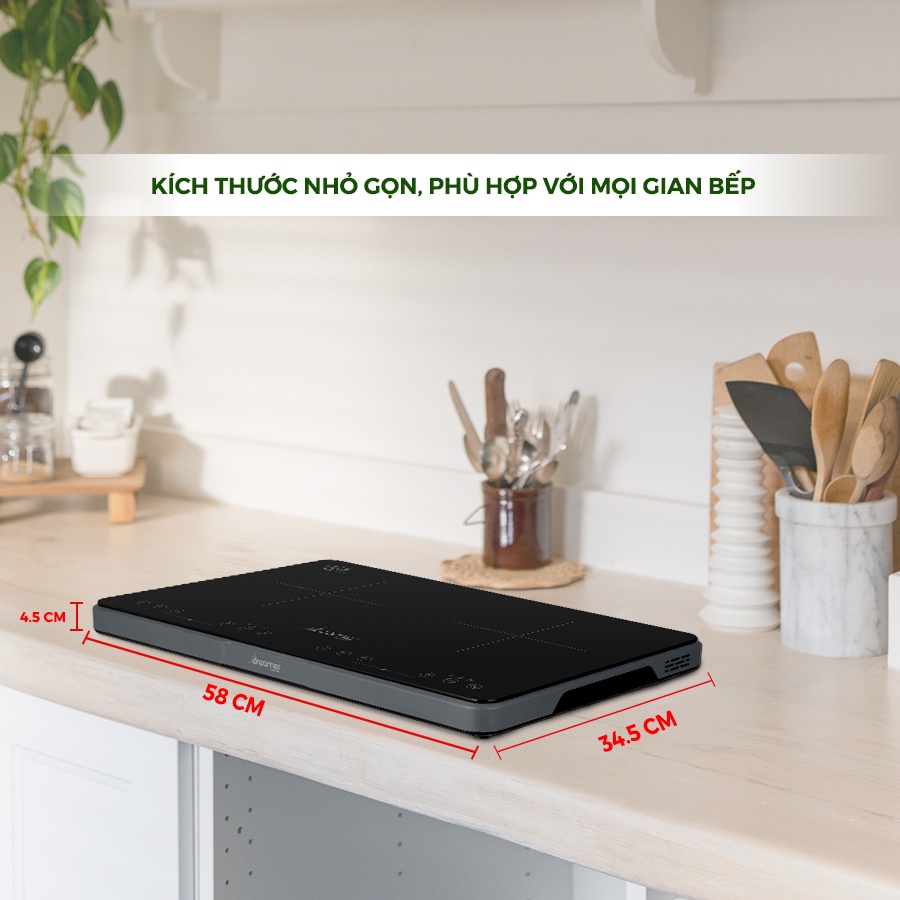 Bếp Từ Dương Đôi DREAMER Màu Đen DKA-DIC135B 3500W - Bảo hành chính hãng 12 Tháng