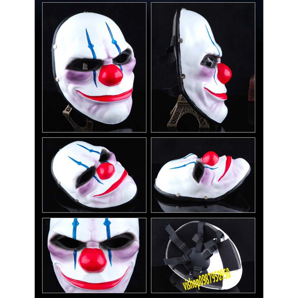 Mặt nạ chú hề Mũi đỏ PAYDAY hóa trang halloween trung thu barbershop