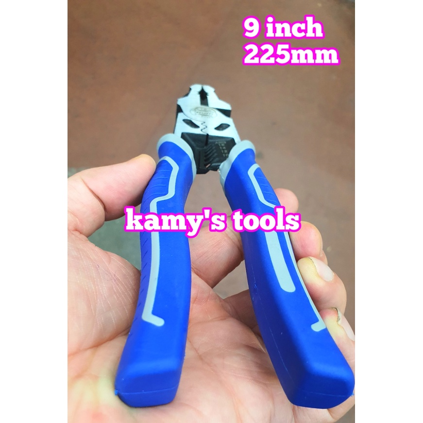 Kìm điện tuốt dây điện bấm cos đa năng 9 inch 225mm Rur R2220, kìm bằng