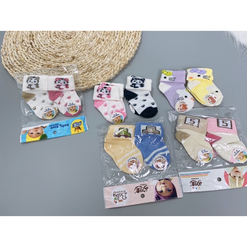 Combo 2 Đôi Tất Sơ Sinh Cho Bé 0 - 6M