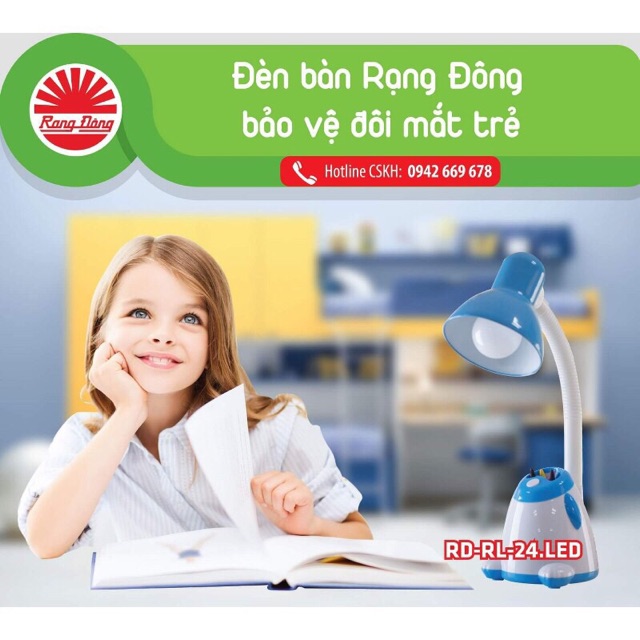 [CHÍNH HÃNG] Đèn bàn bảo vệ mắt Rạng Đông kèm bóng LED cao cấp 5W RL-24