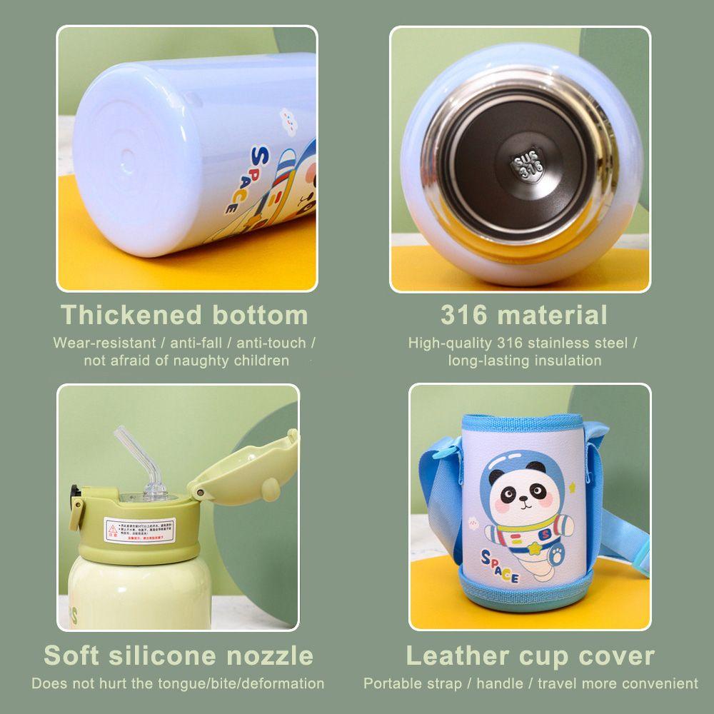 PISTA Bình Nước Inox Dung Tích Lớn 500ml Kèm Ống Hút Tiện Lợi