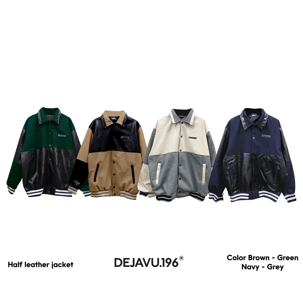 Áo khoác phối da half leather jacket DEJAVU196
