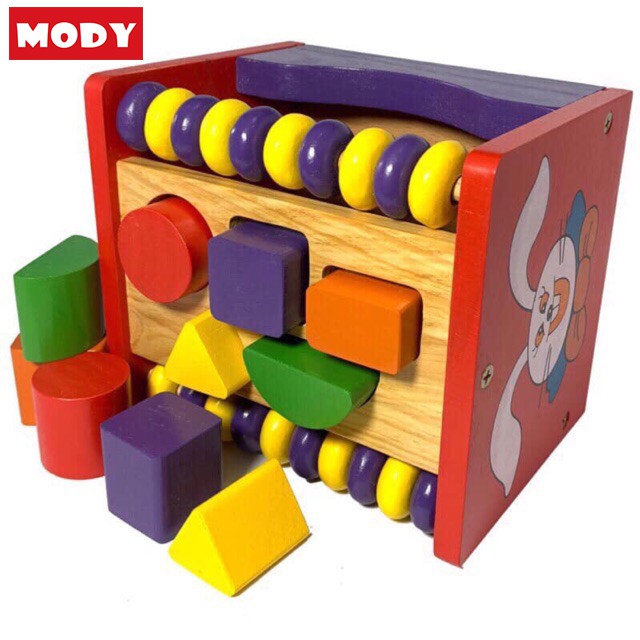 Bộ đồ chơi giáo dục hộp thả hình con thỏ bằng gỗ Mody MW86376