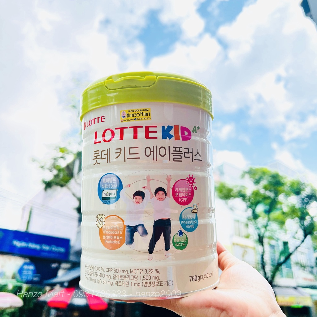Sữa bột Kid Powes ( Mẫu mơi Lotte kid )( Nhập khẩu Hàn Quốc ) Date 14/9/2023 lon 760g - tặng kèm túi xách