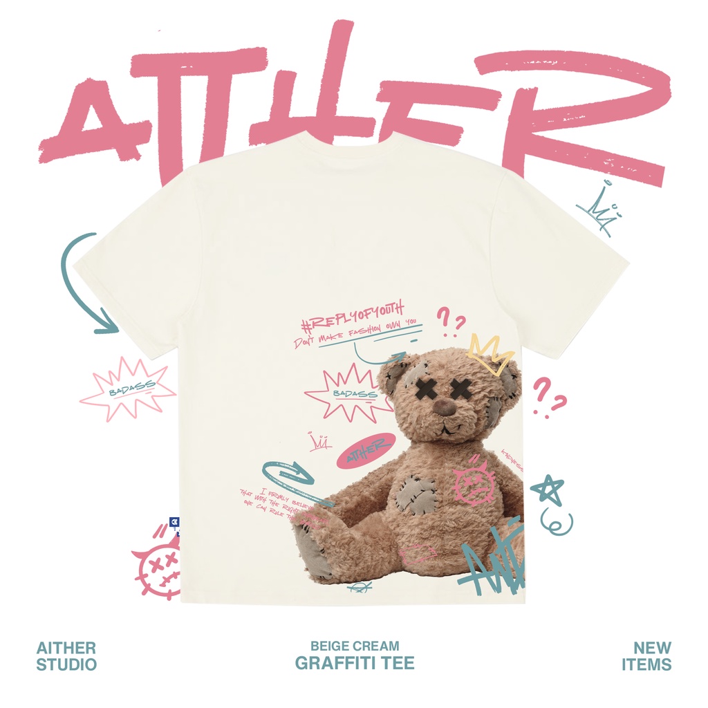 AITHERSTUDIO-Áo thun Teddy Bear cao cấp Unisex Form Rộng
