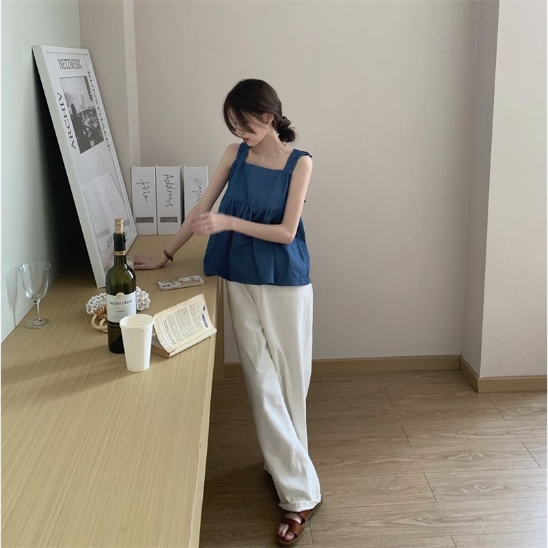 Áo Denim Không Tay Đính Nơ Thời Trang Mùa Hè Cho Nữ