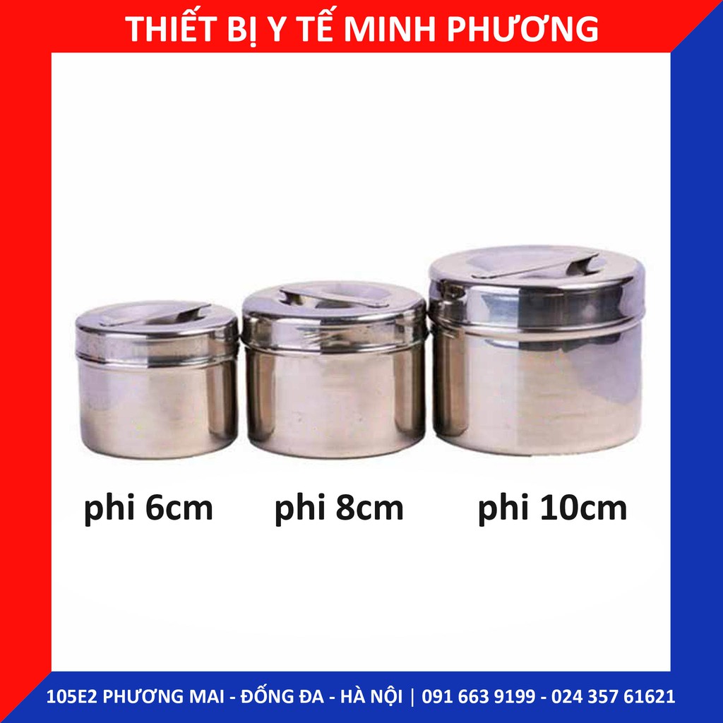 Hộp đựng bông cồn inox 304 phi 6 phi 8 phi 10 dùng trong y tế