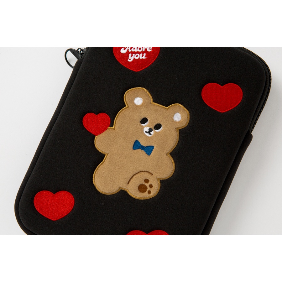Túi Đựng Máy Tính Bảng ARTBOX Hàn Quốc Màu Đen Họa Tiết Chú Gấu Bear Và Trái Tim Đáng Yêu 11 Inch