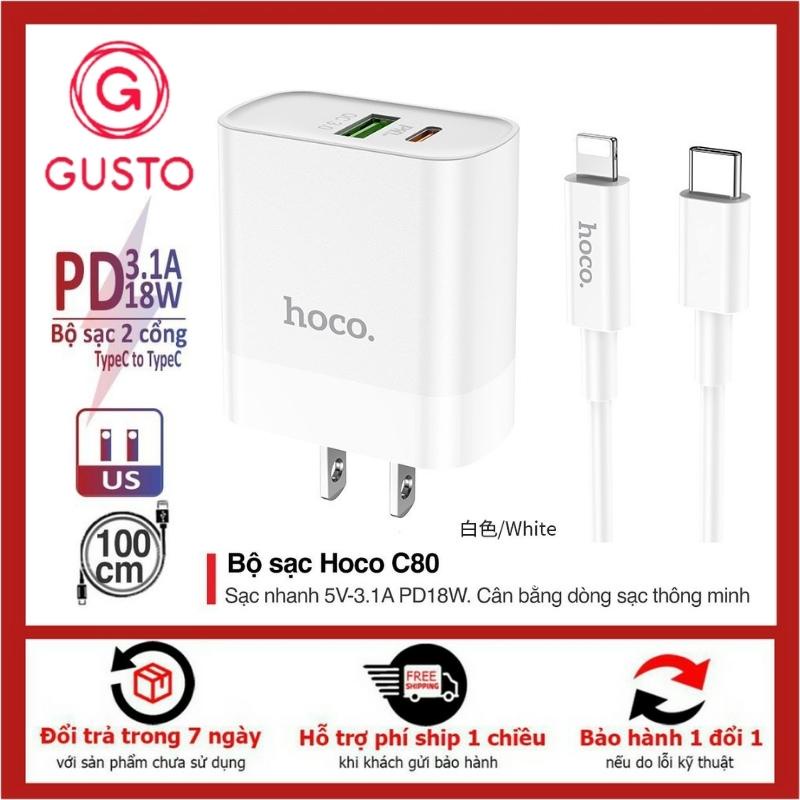 Bộ Sạc Nhanh IP18W Hoco C80 🔥FREESHIP🔥 Hỗ Trợ Sạc Nhanh PD3.0 18W Cho ip/tablet táo-Bảo Hành 12 Tháng
