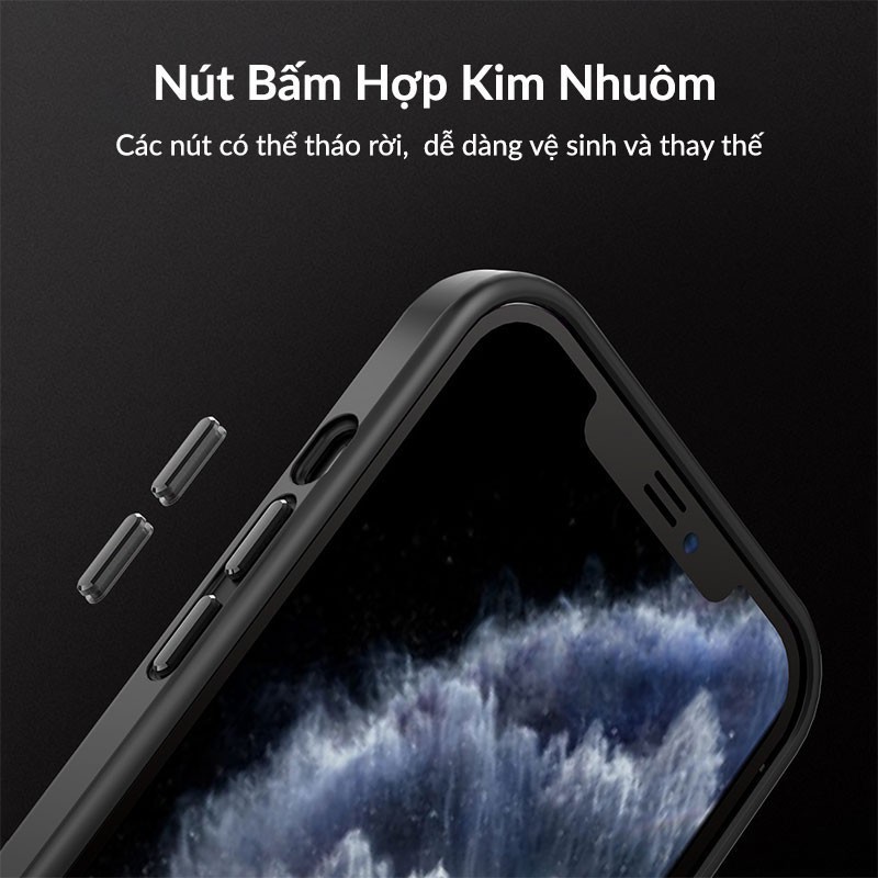 Ốp Lưng Nhám Chống Vân Tay LIKGUS Tuan Nút Bấm Kim Loại Bảo Vệ Camera Cho iPhone 13 Pro Max 12 Pro max 11 Pro Max