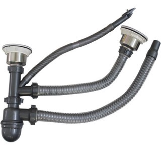 Bộ xả, xi phông chậu chén đôi inox 304 phi 140