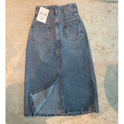 Chân váy bò xẻ sau váy jean dáng dài Gấu Store92