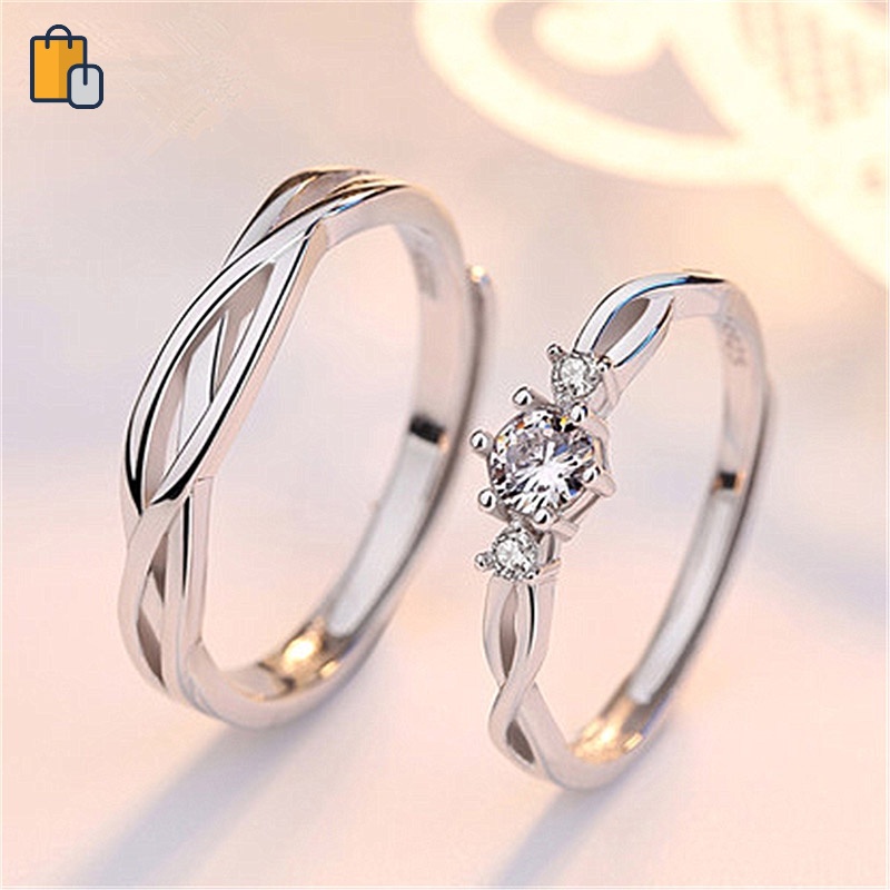 Nhẫn đôi đính đá OUYOU thời trang