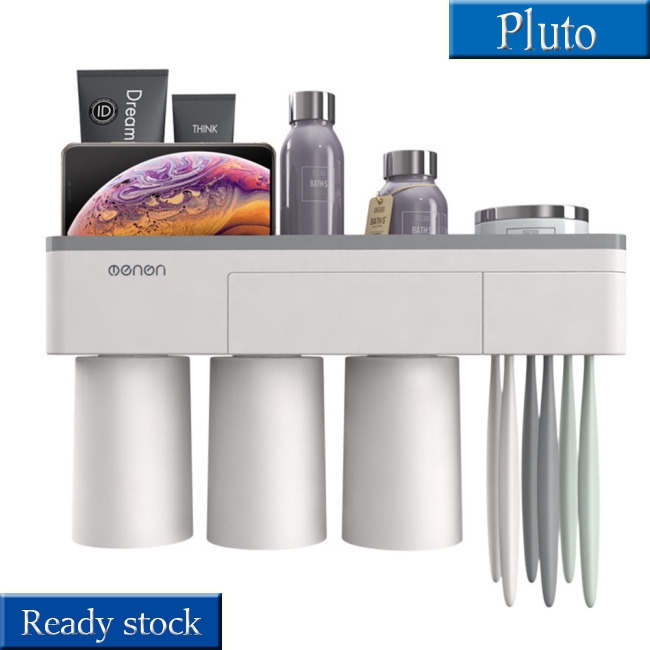 Magnetic Adsorption Cup Inverted Toothbrush Holder Set for Makeup Cleanser Phone Toothpaste Storage