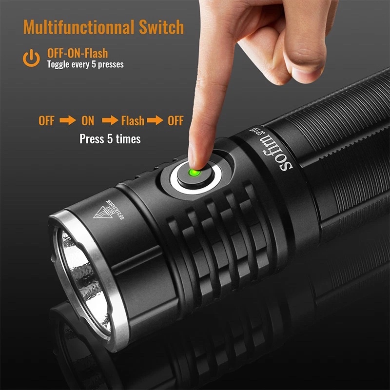 Đèn Pin Sofirn SP33S LED CREE XHP70.2 Độ Sáng 5000 Lumen Siêu Sáng Pin 26650 Sạc Thân TYPE-C Chính Hãng