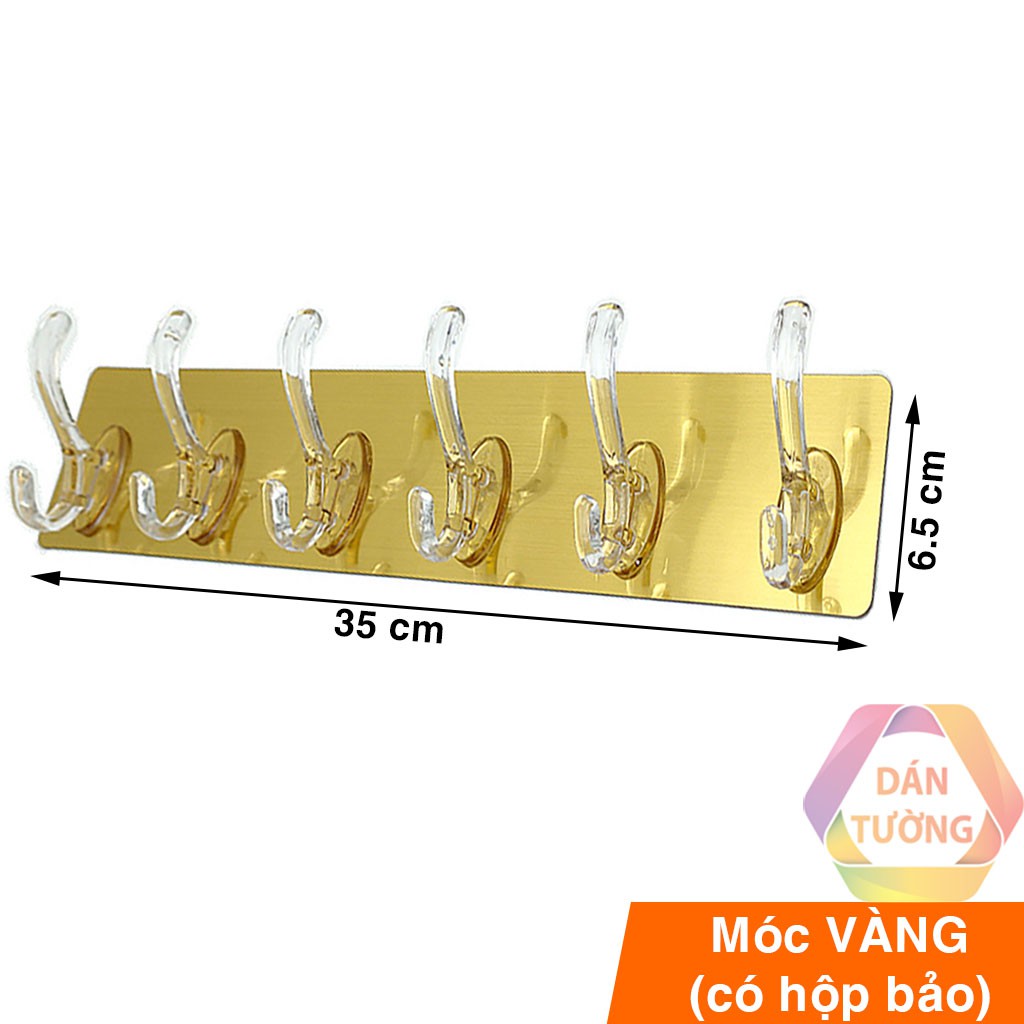 Móc dán tường chịu lực treo đồ đa năng thanh 6 móc MDT với miếng dán siêu dính chịu lực 10kg