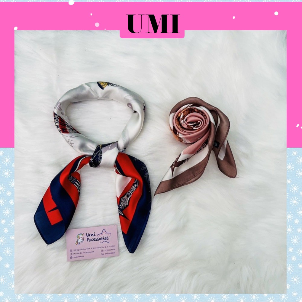 Khăn Lụa Vuông Khăn Turban Nhẹ Nhàng Nữ Tính Phong Cách Pháp UMI K38