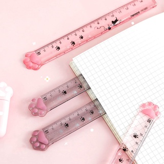 Thước Kẻ 15cm Bằng Nhựa Acrylic Hình Chân Mèo Dễ Thương Tiện Dụng C7001