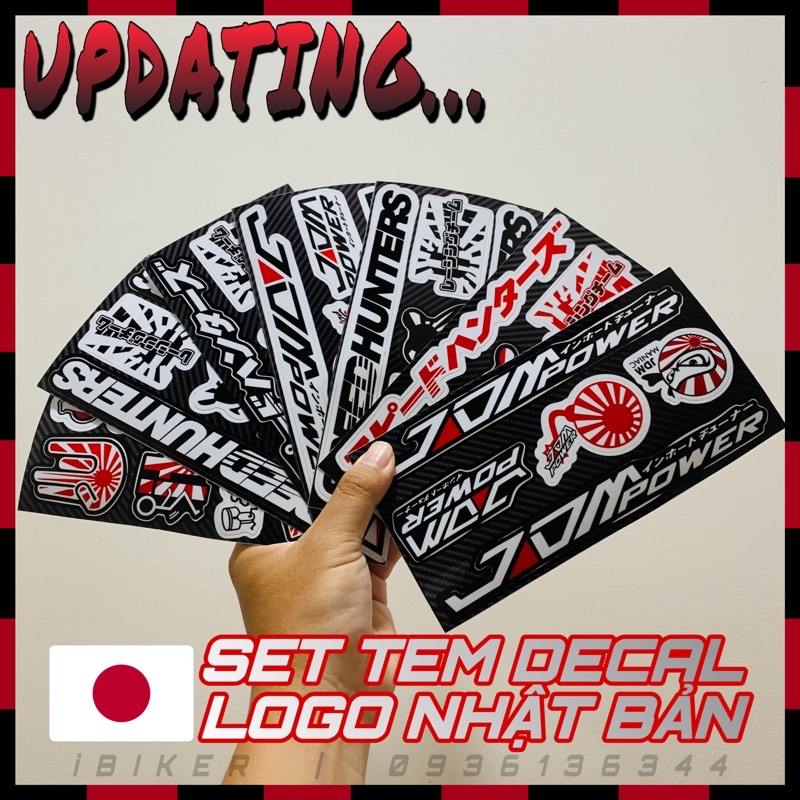 Tem decal logo sticker xe in theo set tem xe với chất liệu decal chính hãng chống thấm dán xe, mũ bảo hiểm, vali, laptop