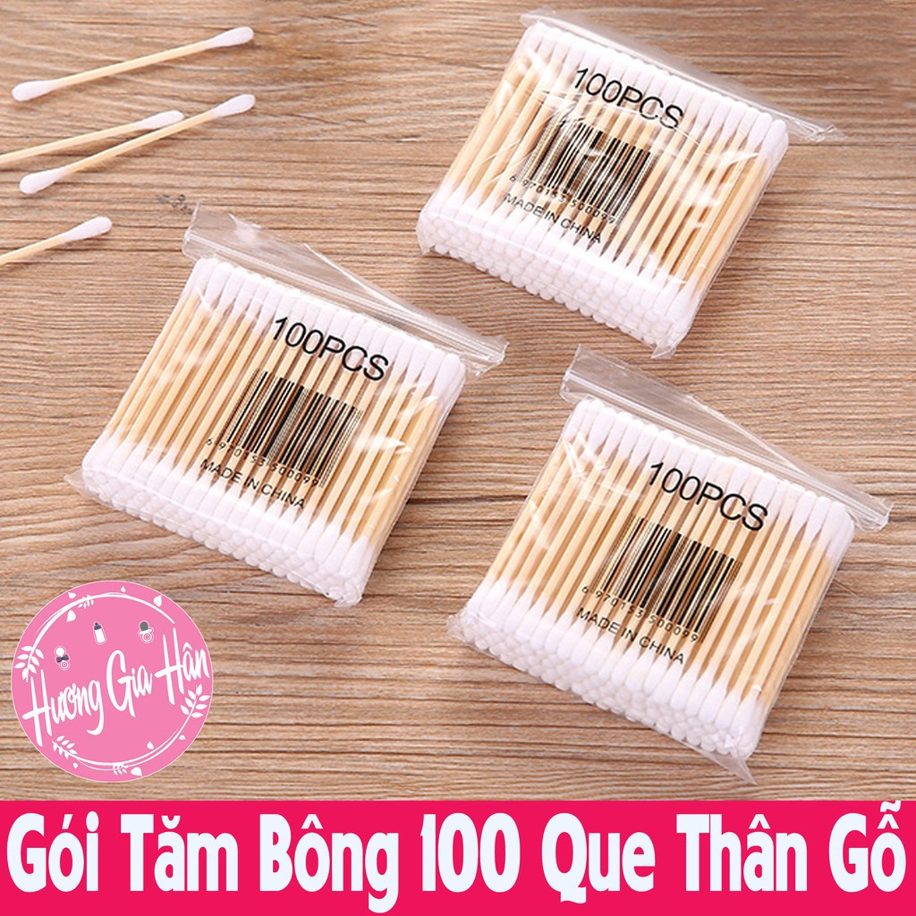 Tăm Bông Thân Gỗ Gói Tăm Que