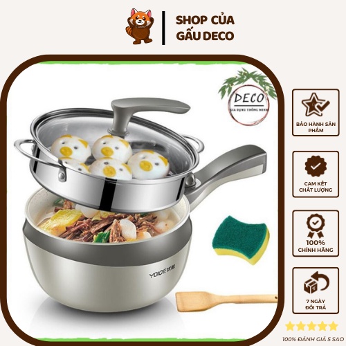 Nồi điện đa năng [FREESHIP] - Chính hãng Yoice - Chống dính, sử dụng đa năng - Nấu lẩu, chiên, xào, luộc inox 304