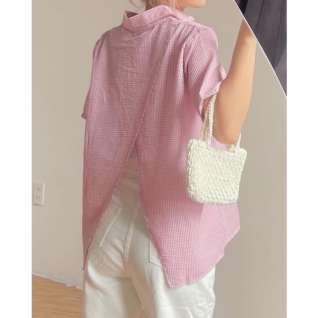 Áo sơ mi xốp xẻ lưng 425