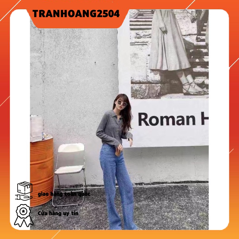 IMAODOU Quần Jeans Dài Ống Rộng Thời Trang Cho Nữ