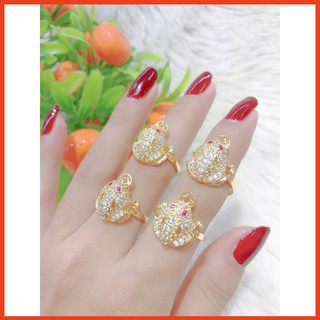 Nhẫn Nữ Cóc Ngậm Kim Tiền Đính Đá Size Lớn Theo Phong Thủy