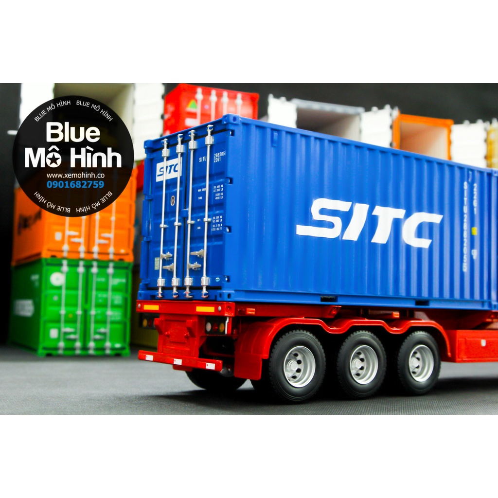 Blue mô hình | Xe mô hình container xe đầu kéo Foton Truck 1:24
