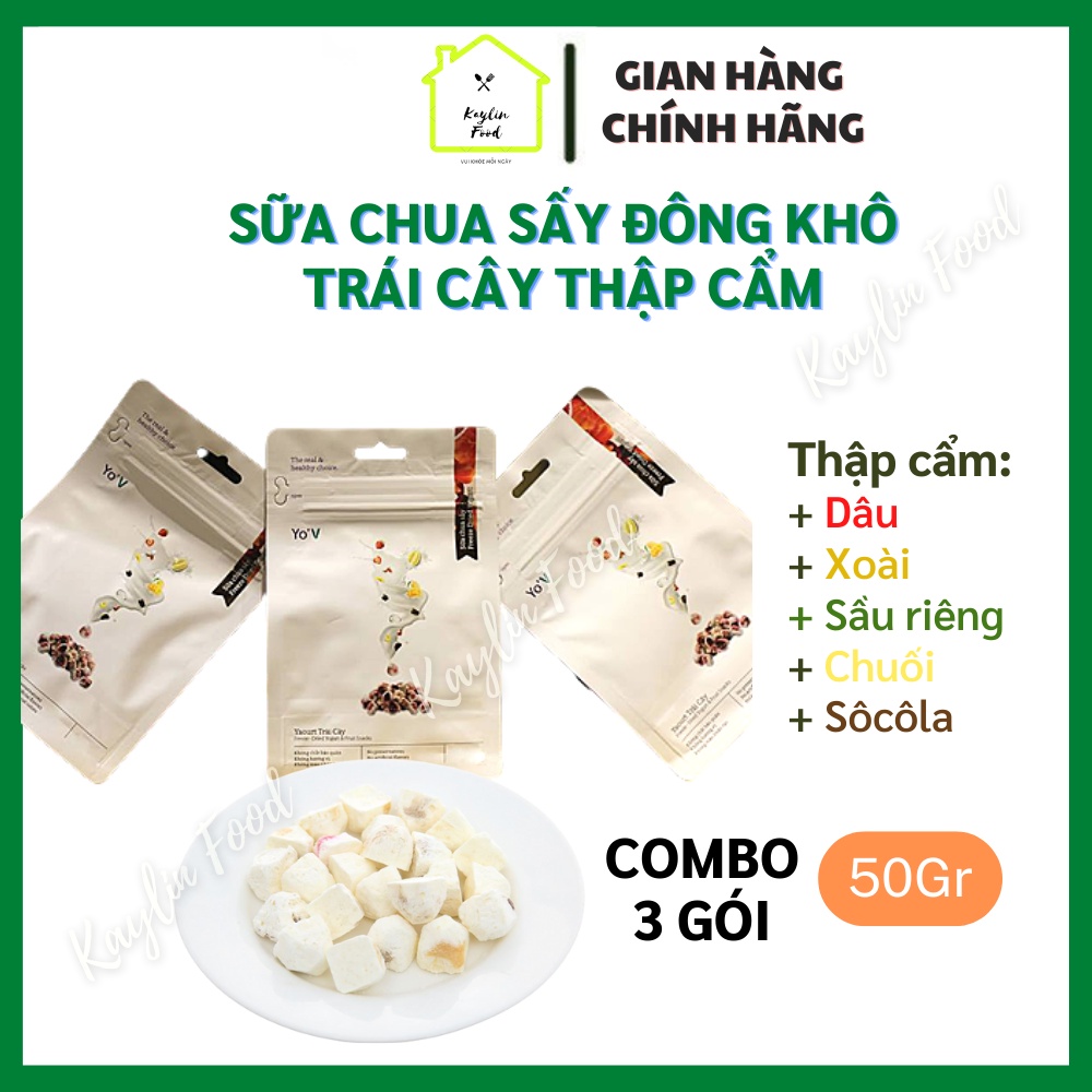Combo 3 Sữa Chua Sấy Đông Khô Yo'V Vinamit Trái Cây Thập Cẩm Gói 50g