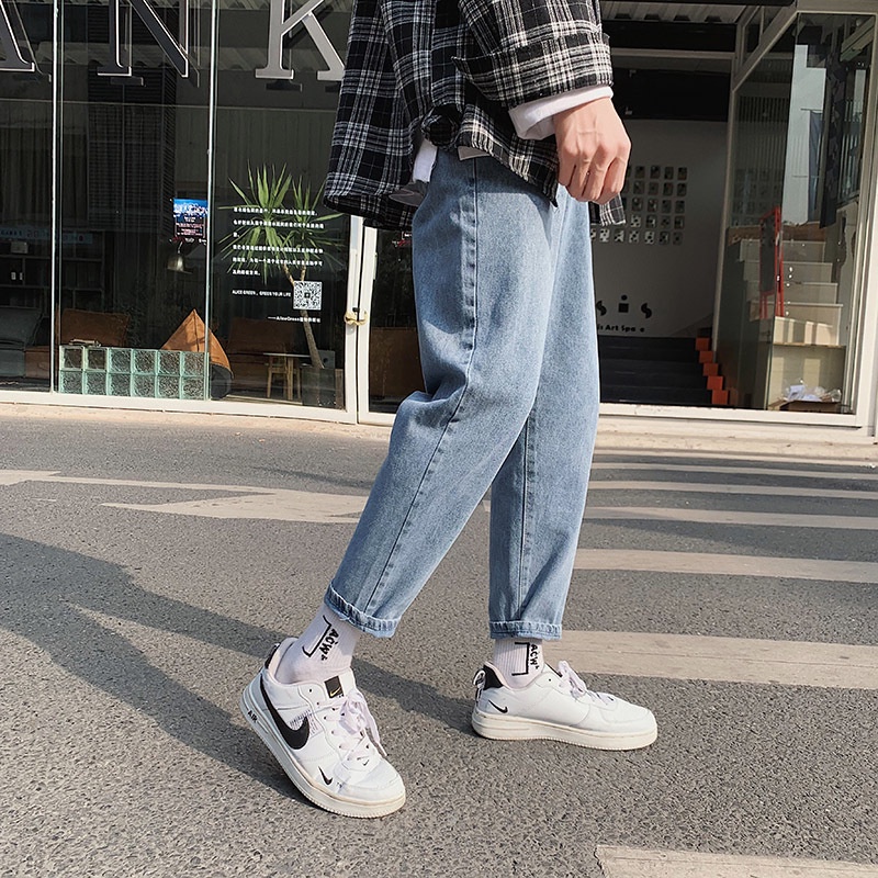 Quần jean Baggy , Quần ống rộng  dáng đứng Unisex phong cách  hàn quốc 2021 thời trang nam Menswear