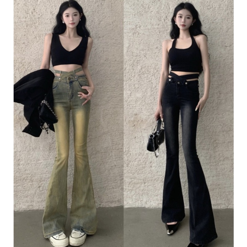 Quần Jeans Nữ Lưng Cao Ống Đứng Thời Trang