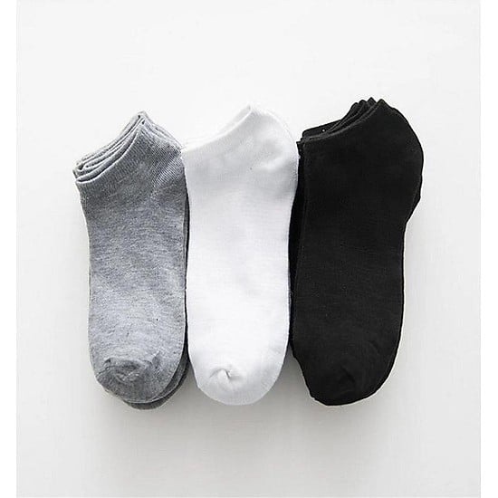 Tất cổ thấp vớ đen trắng chất cotton thấm hút mồ hôi - TV01