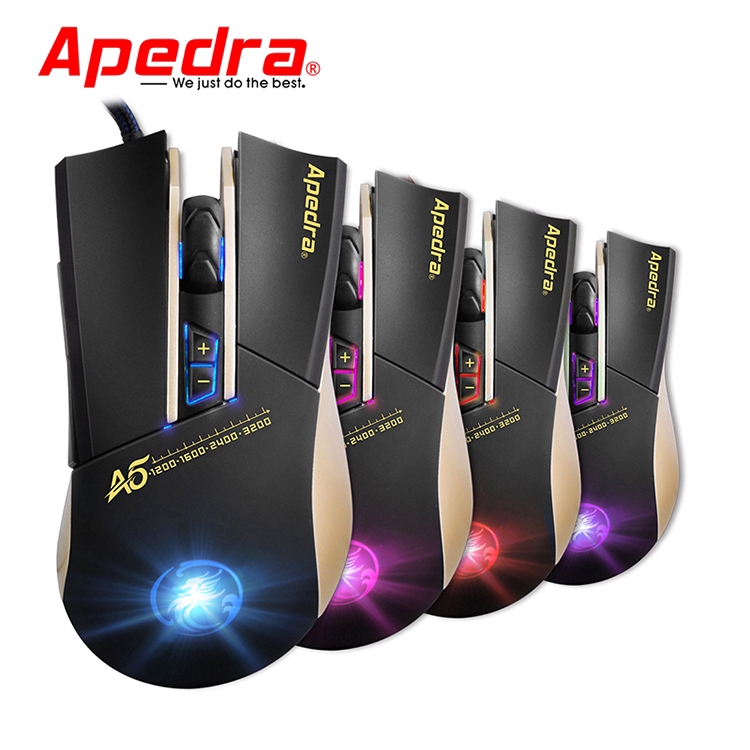 Apedra A5 Chuột chơi game có dây Bốn màu Hơi thở Trò chơi Macro Chuột tùy chỉnh Chuột máy tính