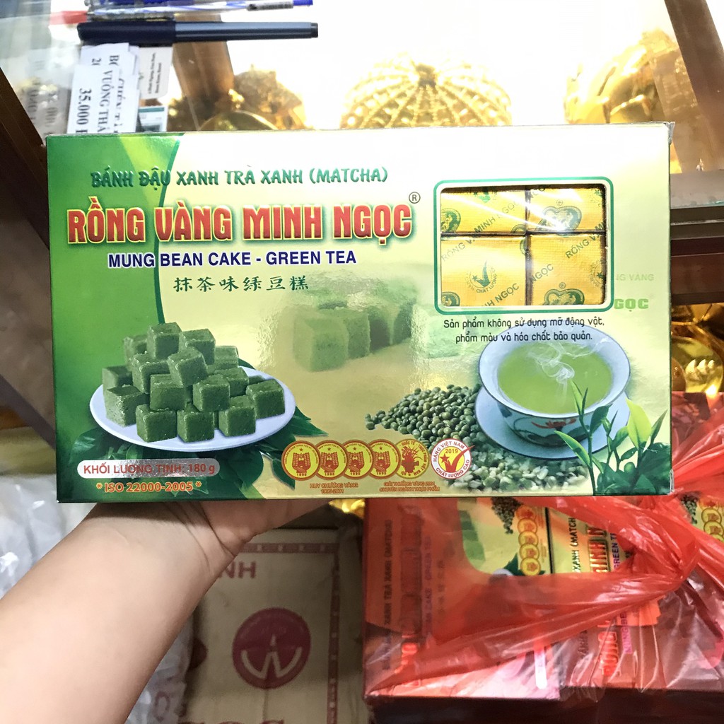 Bánh đậu xanh rồng vàng Minh Ngọc trà xanh matcha 180g/ 280g - Đặc sản Hải Dương