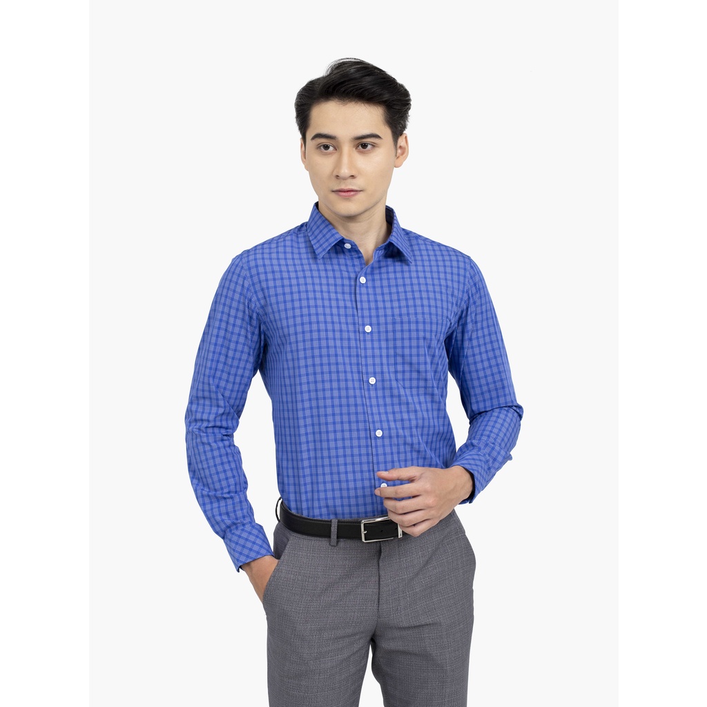 [MẪU MỚI] Áo sơ mi nam dài tay ARISTINO dáng Regular fit suông nhẹ, họa tiết kẻ caro xanh trắng trẻ trung - ALS31101