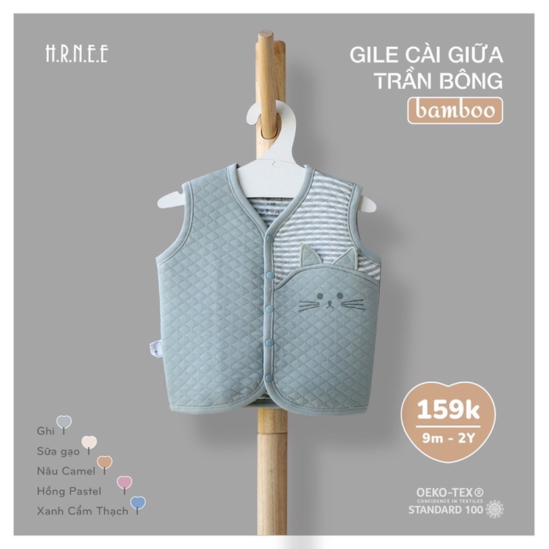Hrnee ! Áo gi-lê Trần bông cài giữa cho các bé từ 6m-2y siêu mềm siêu ấm!