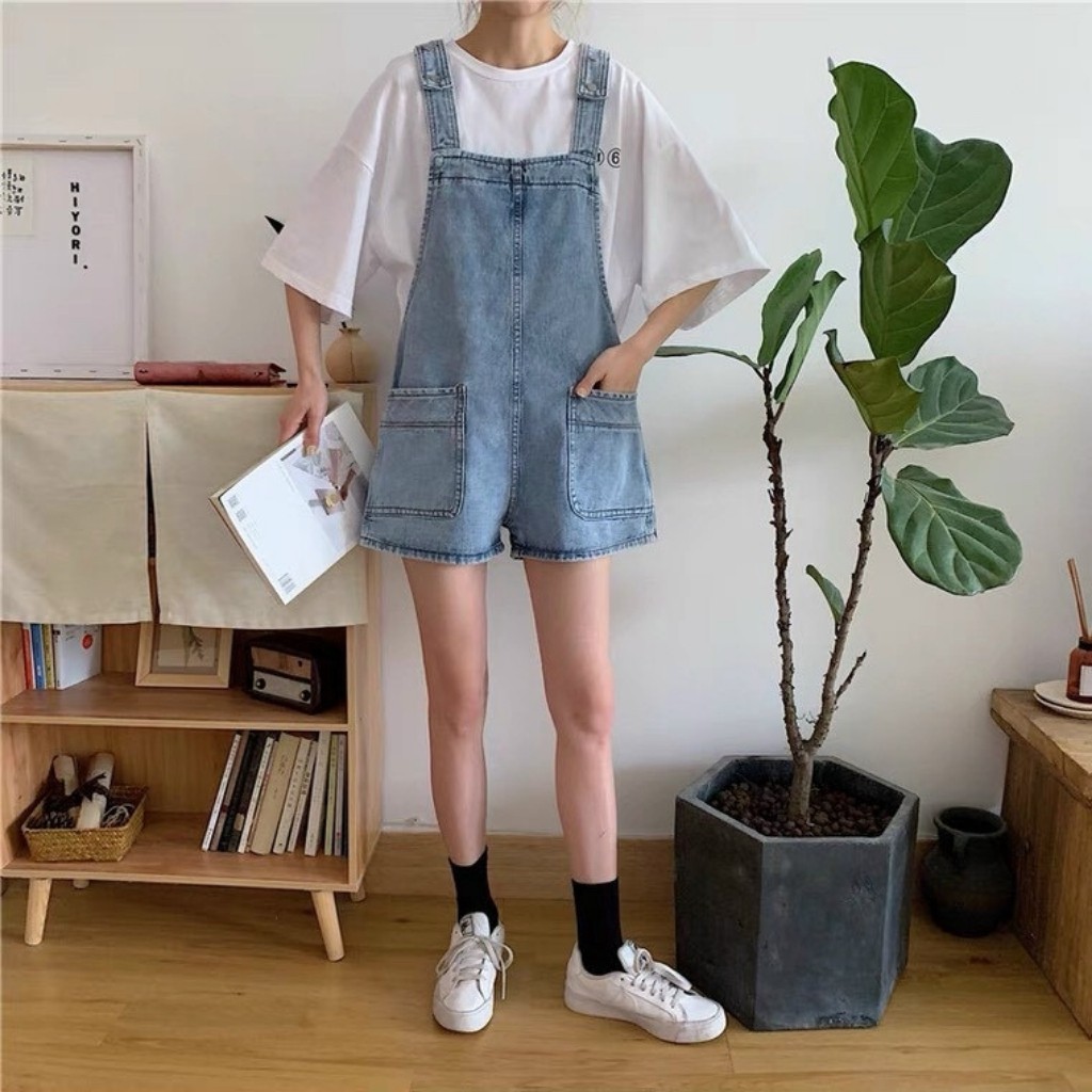 Quần yếm nữ ☘ Yếm đùi nữ sắn gấu phối 2 túi cực xinh, phong cách Hàn Quốc trẻ trung MS31