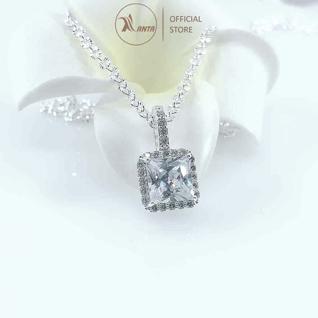 Dây chuyền nữ mặt Thiên kim mặt vuông P3 cao cấp đính đá pha lê sang trọng, vòng cổ bạc 925  ANTA Jewlery - ATJ7054